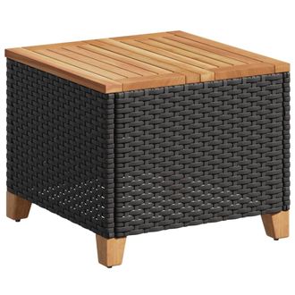 vidaXL Mesa De Jard&iacute;n Rat&aacute;n Sint&eacute;tico Madera Acacia Negro 45x45x37 Cm Vidaxl