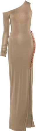 Nensi Dojaka Frill-Detail Asymmetric Maxi Dress - Womens - Elastane/Viscose/Polyester