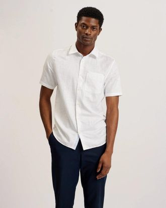 Ted Baker Palomas Heren Korte Mouwen Linnen Shirt