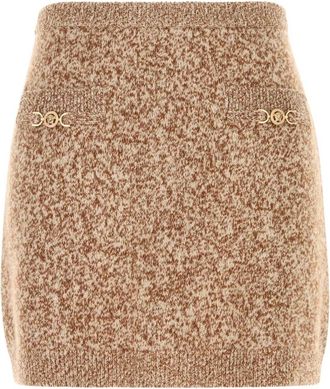 Versace Tweekleurige wollen minirok - Dames - Korte rokken - Geel - XS - Wol - Rokken