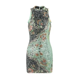 Roberto Cavalli Kleedjes, Dames, Veelkleurig, M, Pailletten, Korte Jurk met Paillettenborduursel