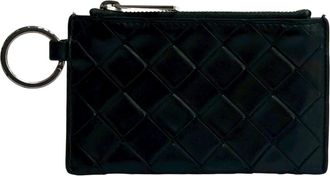 Bottega Veneta Black Leather Coin Purse/Coin Case (Pre-Owned)