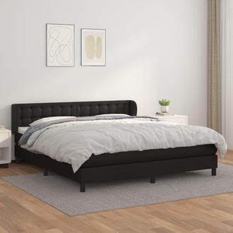 vidaXL Vidaxl - Cama Box Spring Con Colch&oacute;n Cuero Sint&eacute;tico Negro 180x200 Cm