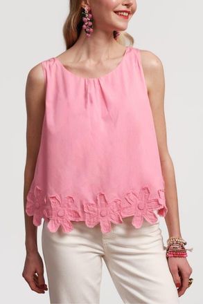 Frances Valentine Zennia Flower Hem Tank in Pink at Nordstrom, Size X-Large