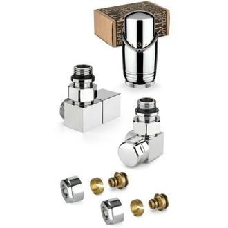 APM Kit valvole darredo termostatizzabili colore cromo modello quadro con raccordo per tubo multistrato APM 137KC 015 M 16 12 Cromo