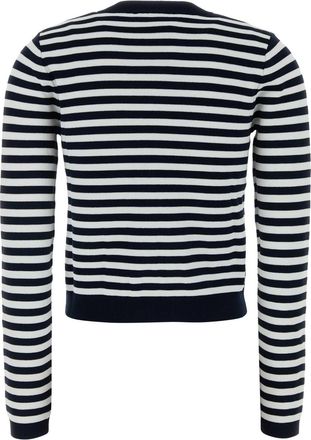 Michael Kors Womens Striped Viscose Blend Cardigan Navy Nylon Elastane