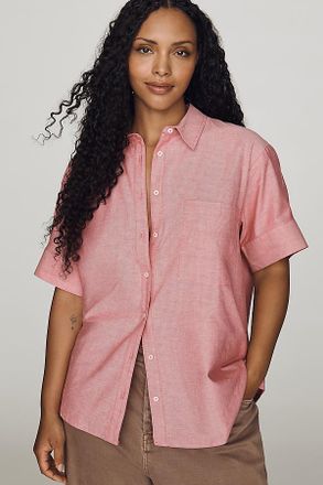 Maeve Short-Sleeve Yoke Shirt Top