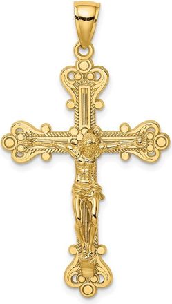 Diamond2Deal 14k Yellow Gold Textured Crucifix Charm Pendant