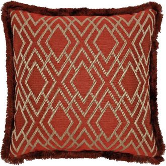 Rose Tree Harrogate Fringed Geometric Reversible Square Pillow