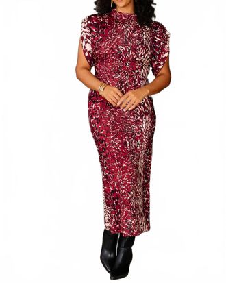 Astrid Abstract Print Dress In Wine