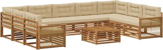 vidaXL Conjunto De Sof&aacute;s De Exterior 10 Uds. Natural Y Beige Vidaxl