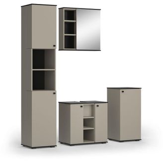 Vicco Conjunto De Muebles De Ba&ntilde;o Joli, Gris, 4 Piezas, Con Unidad Alta Y Unidad Midi