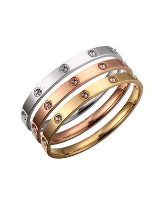 Liv Oliver 18K Tri-Tone Plated 2.00 Ct. Tw. Gemstone Cz Embellished Bangle Bracelet