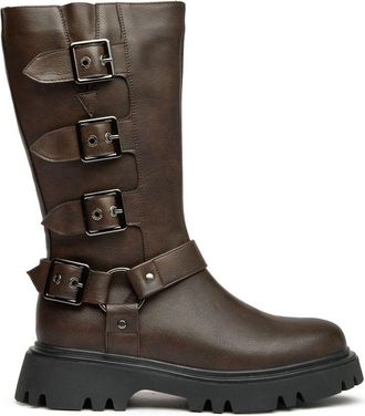 V.Gan Womens Vegan Cosmic Biker Boots - Brown - Size UK 6