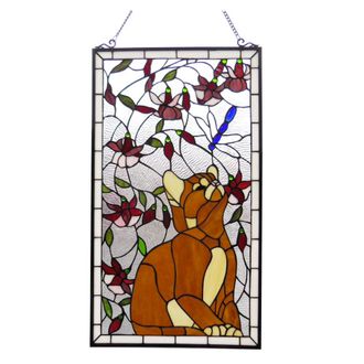 Chloe Lighting MIAOU Tiffany-glass Window Panel 18x31