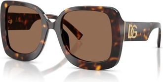Dolce & Gabbana Vierkante Zonnebril - Dames - Zonnebrillen - Bruin - 55 MM - Nylon - Accessoires
