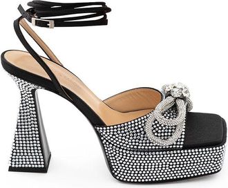 Mach & Mach Black Leather Stiletto Heel Womens Sandals