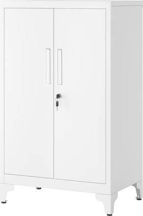 Songmics Archivador de oficina de 2 puertas con cerradura de acero blanco