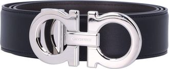 Ferragamo Double Gancini Adjustable And Reversible Leather Belt