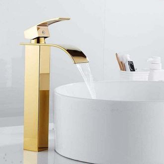 OEM Grifo De Lavabo Tipo Cascada, Grifo Mezclador De Ca&ntilde;o Plano Para Fregadero, Grifo De Ba&ntilde;o Con Agua Fr&iacute;a Y Caliente, Estilo Cromado Moderno (parte Supe