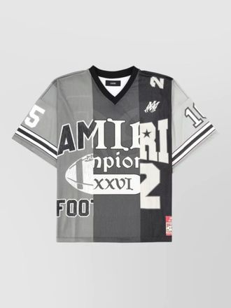 Amiri spliced mesh v neck oversized t shirt
