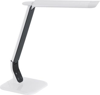 Loops Table Desk Lamp White Steel Black Plastic Touch On/Off Bulb LED 6W Included