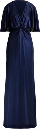 Ralph Lauren Phinya Short Sleeve Gown - Dames - Avondkleed - Blauw - S - Kleedjes