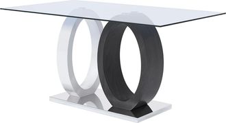 Vente-Unique Vente-unique - Tavolo Da Pranzo In Vetro Temperato E Mdf Grigio E Bianco - Ayane