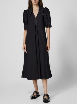 Ganni Womens Poplin V-neck dress