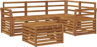 vidaXL Conjunto De Sof&aacute;s De Exterior 5 Uds. Natural Poli&eacute;ster Vidaxl