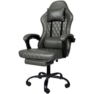 Levede Levede Office Desk Chair PU Gaming Recliner Adjustable Height Swivel Grey