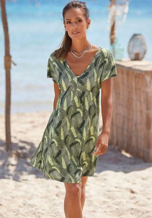 Lascana Womens Printed V-Neck Dress