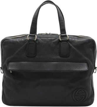 Gucci Pre-owned Handbags, female, Black, Size: ONE SIZE Pre-owned Leather Briefcase