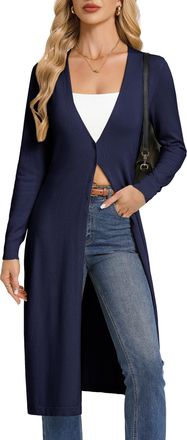 Grace Karin Womens Long-Sleeve V-Neck Long Cardigan Spring Lightweight Cardigans Navy Blue XXL