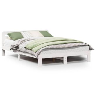 Berkfield Home Bed Frame without Mattress White 150x200 cm King Size Solid Wood Pine