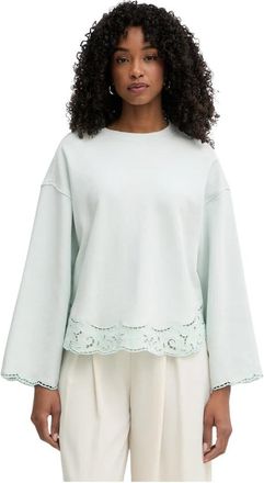 Twinset Geborduurd Sweatshirt - Dames - Longsleeves - Groen - S - Katoen - Tops