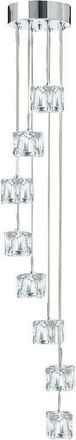 Searchlight Searchlight Ice Cube - LED 8 Light Spiral Cluster Pendant Chrome Glass