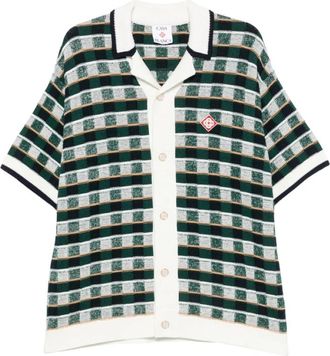 Casablanca Shirt met ruitpatroon met korte mouwen - Heren - Korte mouwen Overhemden - Groen - 2XL - Katoen - Overhemden
