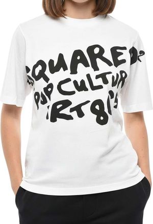 Dsquared2 White Graphic Crew Neck T-Shirt