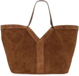 Saint Laurent Y Suede Tote in Dark Caramel Cognac at Nordstrom