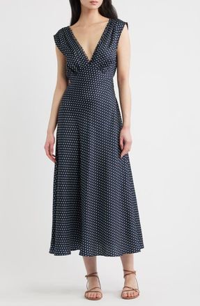 D&ocirc;en Tahlia Silk Blend Midi Dress in Hepburn Dot at Nordstrom, Size X-Small