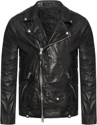 AllSaints Milo Leather Biker Leren Jas - Heren - Leren en Su&egrave;de Jassen - Zwart - XS - Leer - Jassen