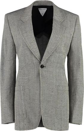 Bottega Veneta Zijden blend blazer met reverskraag - Dames - Blazers - Grijs - M - Jassen