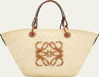 Loewe Anagram Woven Palm Leaf Basket Tote Bag