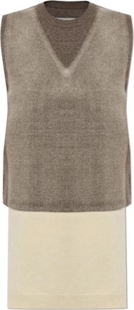 Maison Margiela Woolen Vest - Dames - Ronde hals truien - Grijs - S - Wol - Truien & Vesten