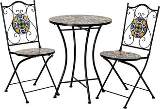 Wanderlust Deco Conjunto de mesa y 2 sillas de metal multicolor