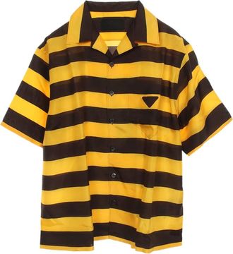 Prada Camicia in seta a righe anni 2020 - Giallo