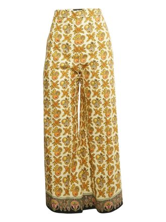 Etro printed wide-leg trousers - Yellow