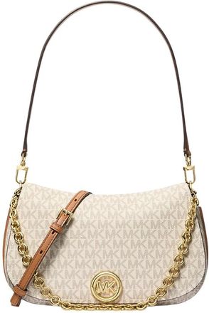 Michael Kors Nolita Medium Convertible Schoudertas - Dames - Schoudertassen - Beige - ONE Size - Katoen - Tassen