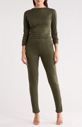 Go Couture Long Sleeve Jumpsuit in Olive Moss at Nordstrom Rack, Size X-Large